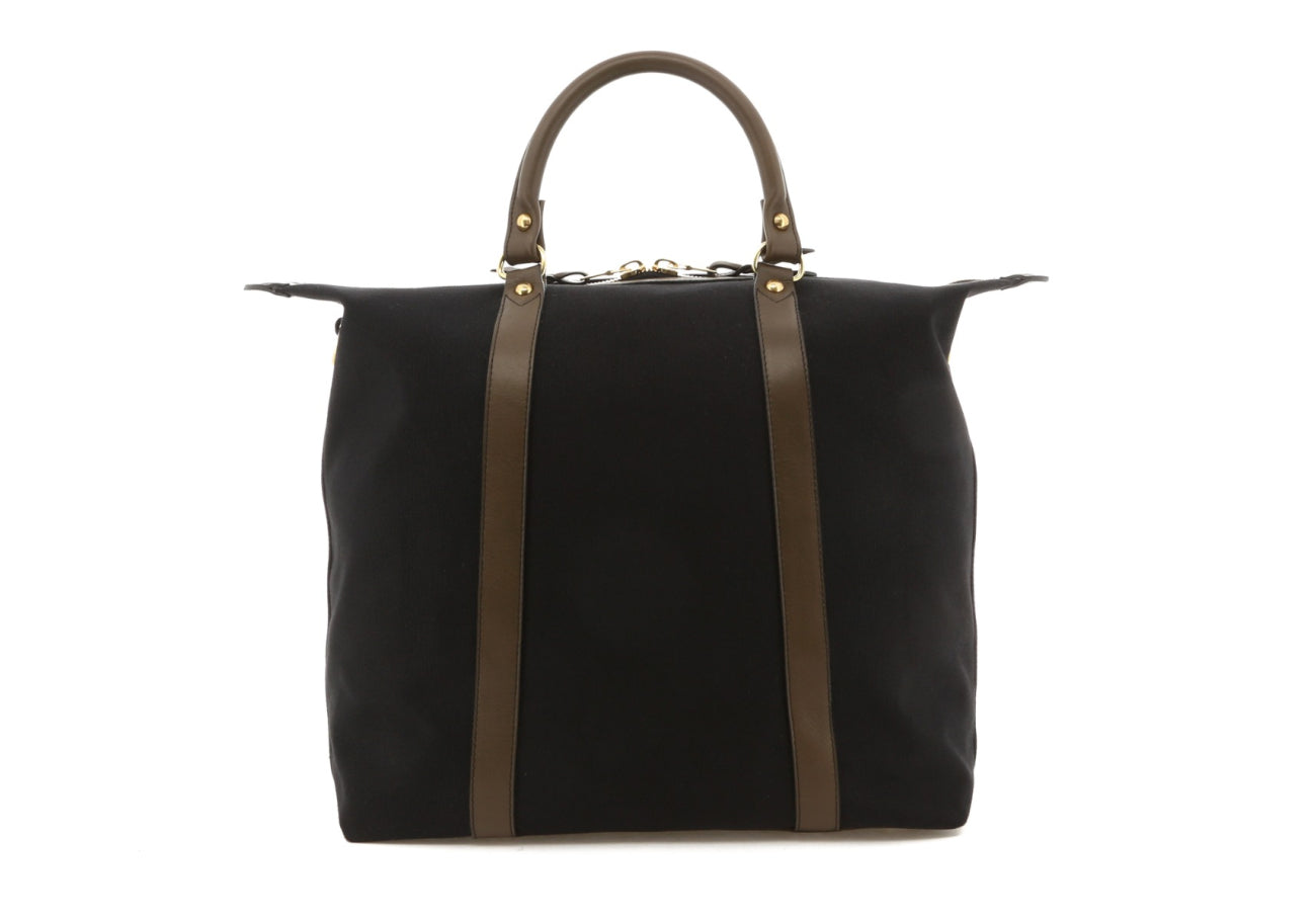 Hampton Tote - Black/Olive Trim - 18oz Canvas - Grey Cordura Interior