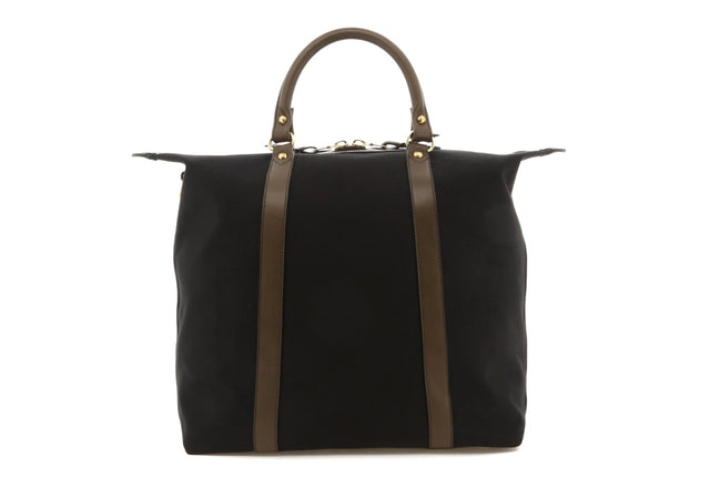 Hampton Tote - Black/Olive Trim - 18oz Canvas - Grey Cordura Interior