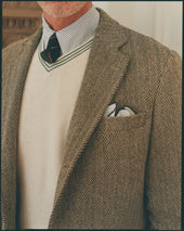 Made In Usa Tan Herringbone Cotton Sport Coat