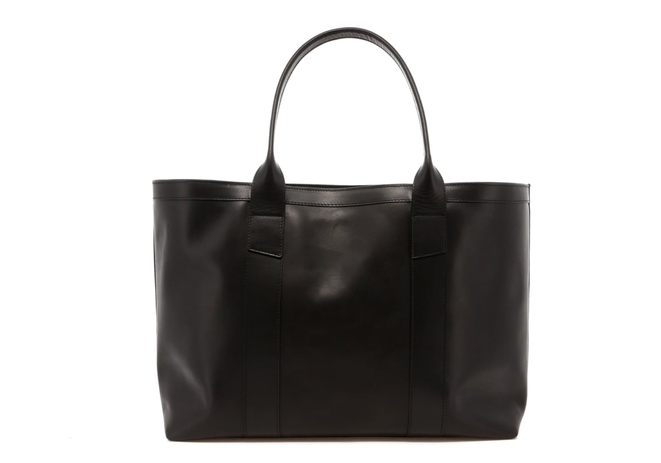 Large Working Tote Leather Striped Sunbrella Lining