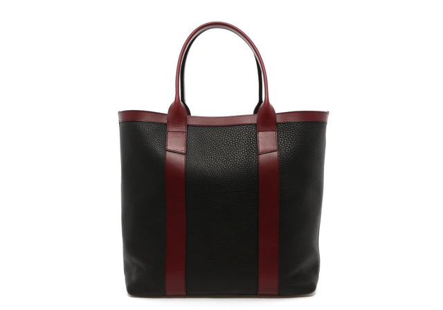 Tall Tote - Black / Maroon Trim - Pebbled Leather