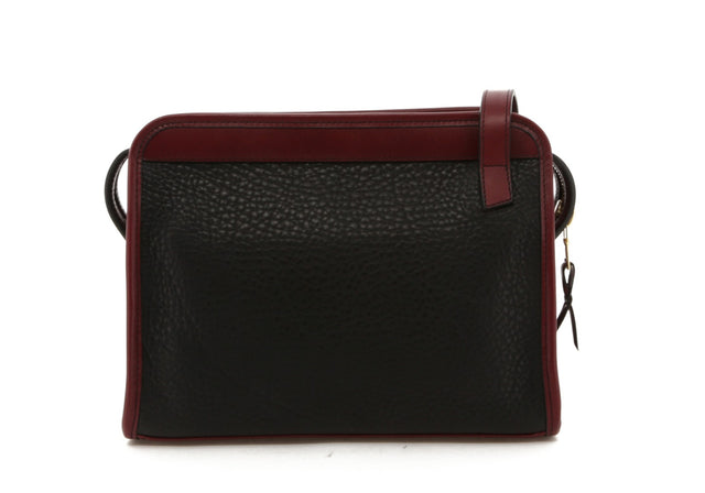 Blazer Bag - Black Pebble Leather / Maroon Belting Trim - Grey Cordura Lining