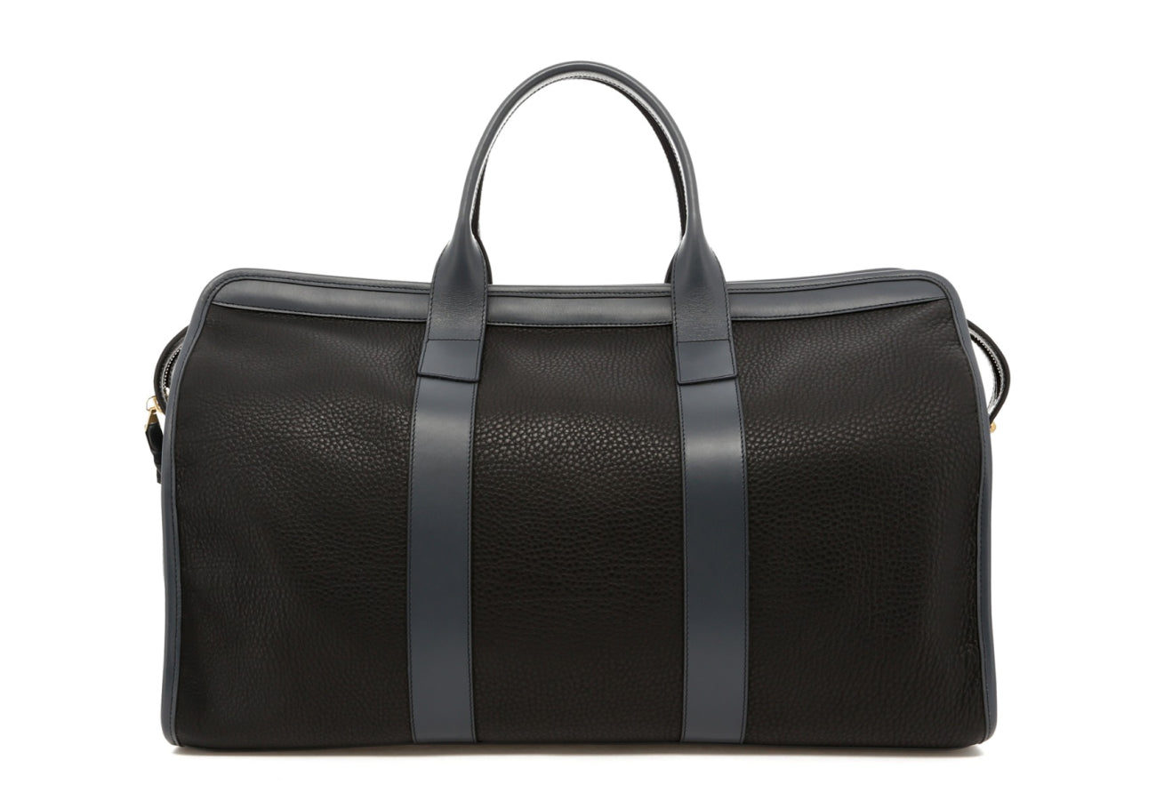 Signature Travel Duffle - Black/Battleship Grey - Pebbled Leather