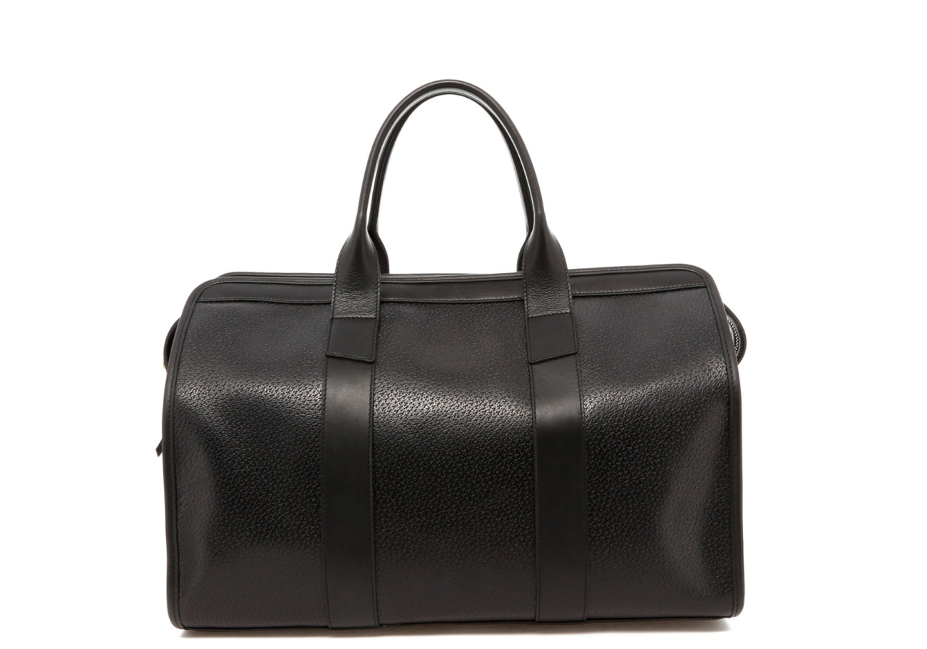 Small Travel Duffle - Black Pigskin Leather - Blue Interior