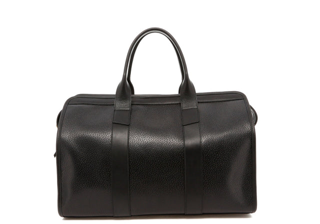 Small Travel Duffle - Black Pigskin Leather - Blue Interior