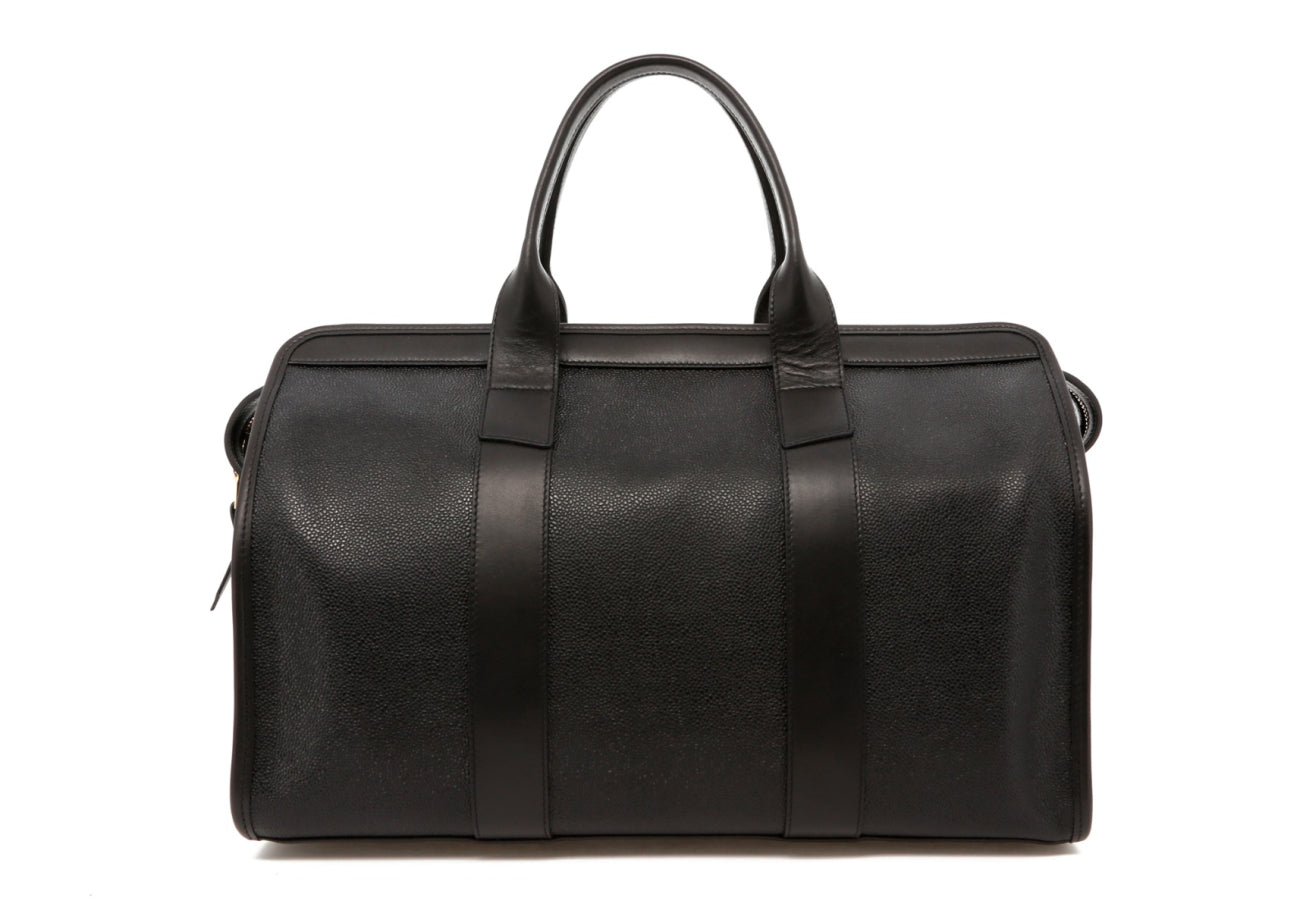 Small Travel Duffle - Black - Scotch Grain - Dark Fern Interior