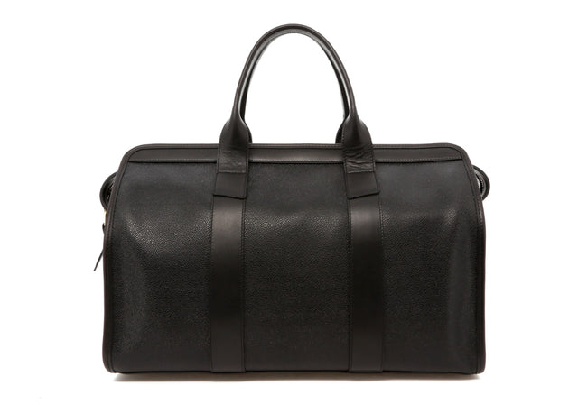 Small Travel Duffle - Black - Scotch Grain - Dark Fern Interior