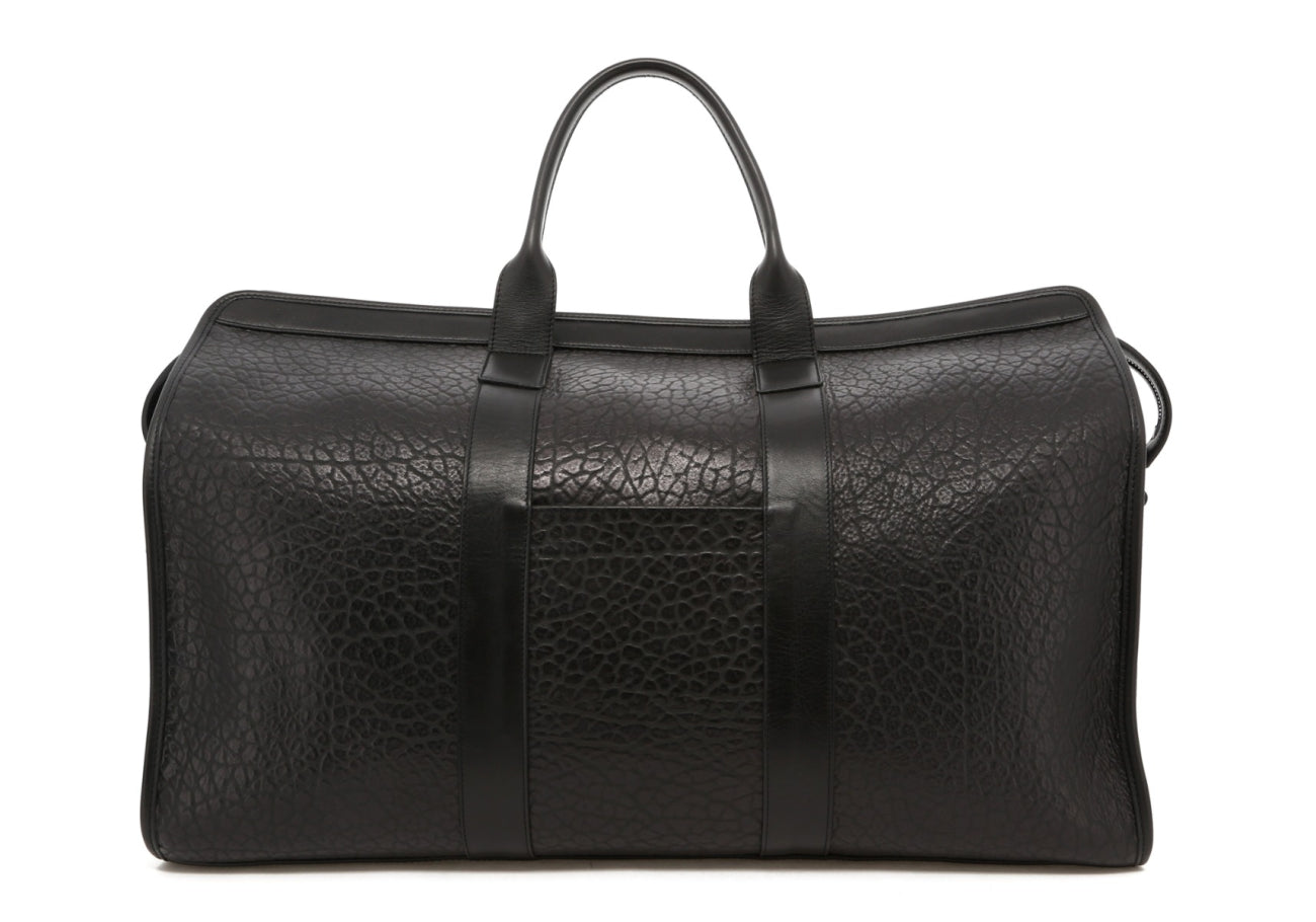 Compass Duffle - Black - Charcoal Herringbone - Shrunken/Tumbled - Silver Hardware