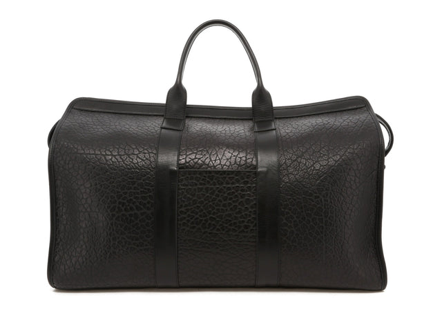 Compass Duffle - Black - Charcoal Herringbone - Shrunken/Tumbled - Silver Hardware
