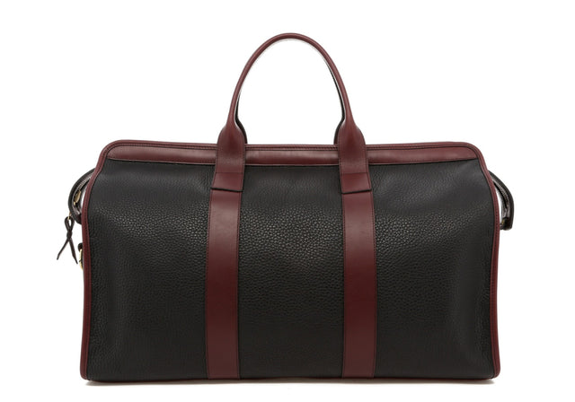 Signature Travel Duffle - Black/Burgundy Trim - Soft Pebble Grain