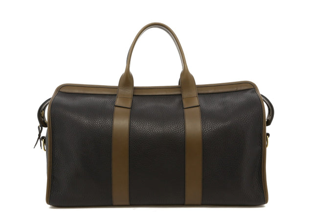 Signature Travel Duffle - Black/Olive Soft Pebbled Leather - Black Cordura Interior