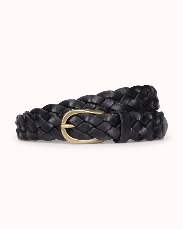 Woven Belt - Black Leather