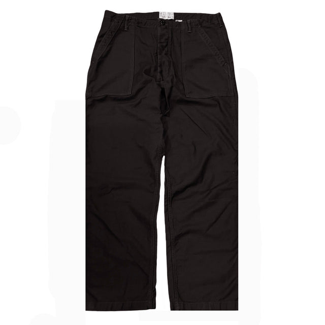 107 60's era GI chinos in 12 oz West Point Black Baker Back Cotton Satin