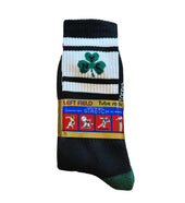 Nyc Shamrock Black And White Striped Bamboo Tube Socks