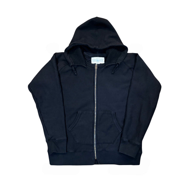 16 oz Black Loopwheel fleece zip 1930's style After Hood Sweatshirt