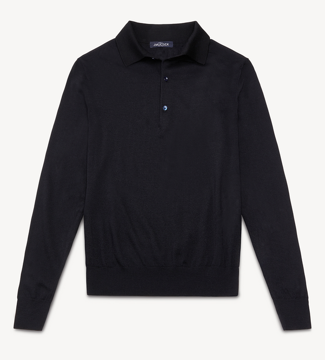 Black Merino Knit Polo