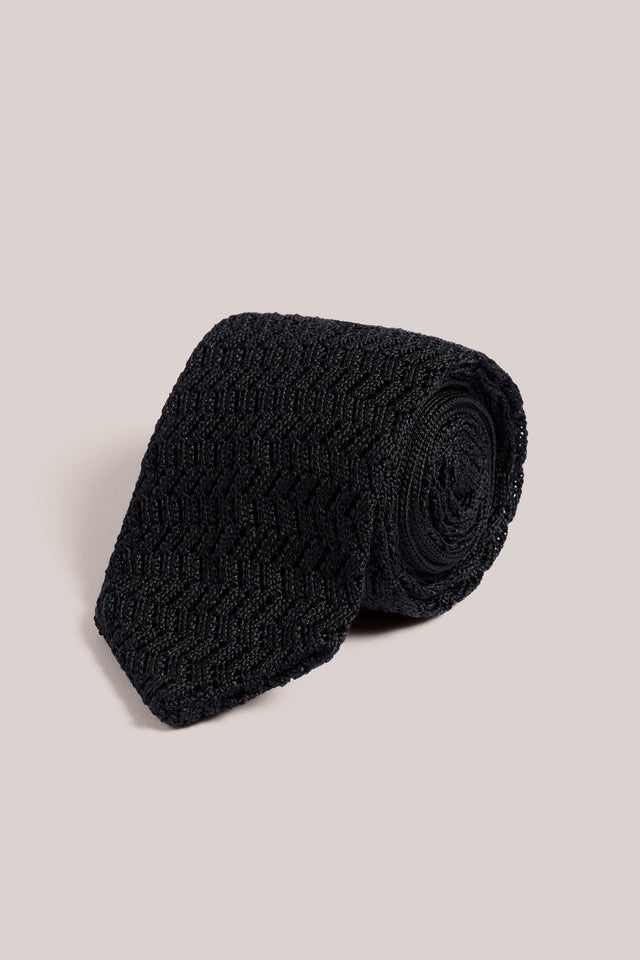 Knitted Tie - Silk - Black