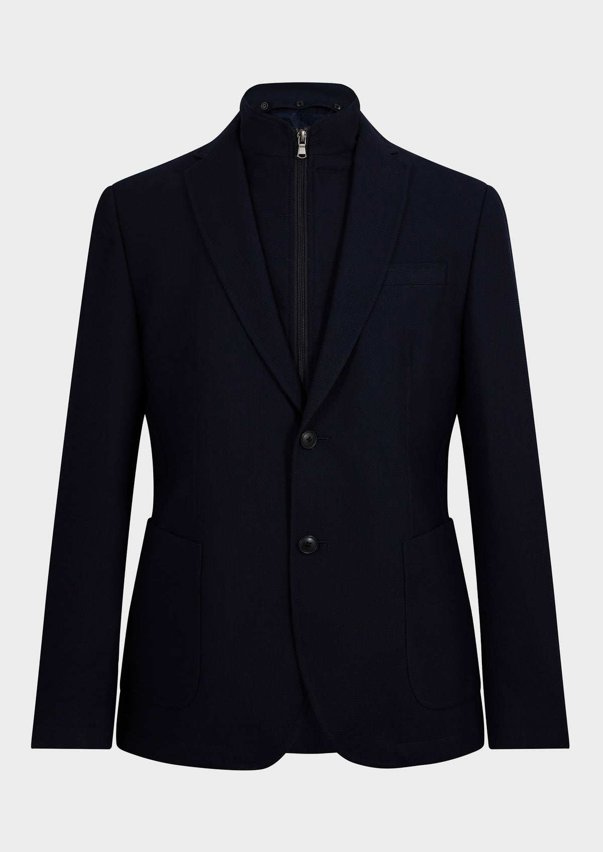 Blazer Voyage Regular En Laine M Lang E Unie Bleu Marine Parementure Amovible