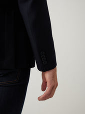 Blazer Voyage Regular En Laine M Lang E Unie Bleu Marine Parementure Amovible
