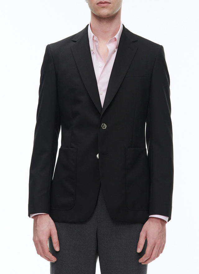 Organic wool canvas blazer jacket