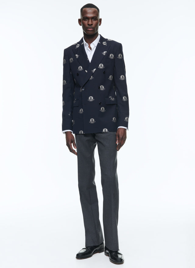 Patterned wool double-breasted suit