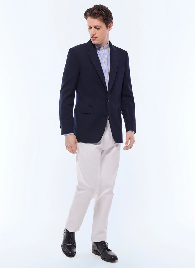 Wool and cashmere herringboned blazer