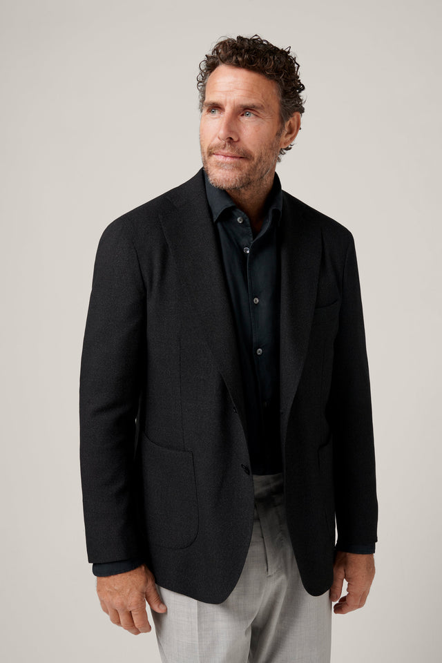 Apollo Unstructured Hopsack Blazer - Wool - Charcoal