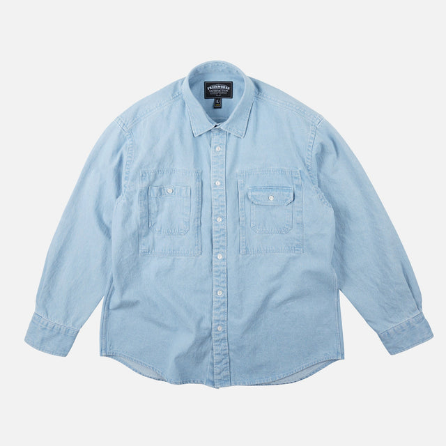 BLEACHED UTILITY SHIRT - LIGHT BLUE
