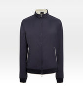 Blouson Bleu Marine Et Cr Me En Nylon Coton