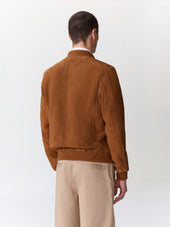 Blouson Teddy En Cuir Nubuck Cognac