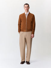 Blouson Teddy En Cuir Nubuck Cognac