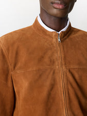 Blouson En Cuir Nubuck Cognac