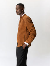 Blouson En Cuir Nubuck Cognac