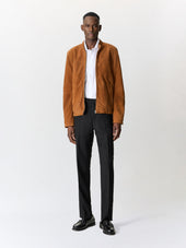 Blouson En Cuir Nubuck Cognac
