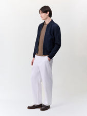 Blouson Teddy En Cuir Nubuck Bleu Marine