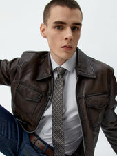 Blouson En Cuir Marron