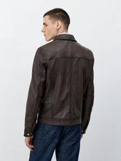 Blouson En Cuir Marron