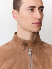 Blouson En Cuir Nubuck Marron