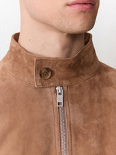 Blouson En Cuir Nubuck Marron