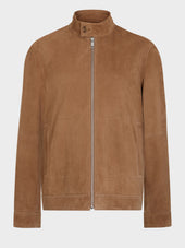 Blouson En Cuir Nubuck Marron