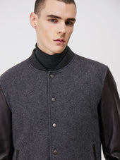Blouson Bi Mati Re Anthracite Et Marron