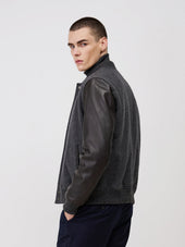 Blouson Bi Mati Re Anthracite Et Marron