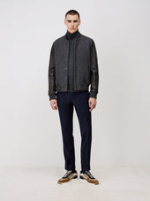Blouson Bi Mati Re Anthracite Et Marron