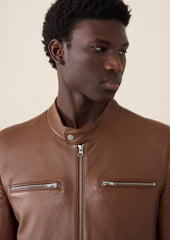 Blouson En Cuir Cognac