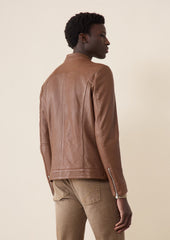 Blouson En Cuir Cognac