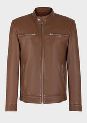 Blouson En Cuir Cognac