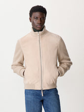 Blouson bi-matière beige