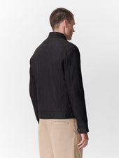 Blouson En Cuir Nubuck Marron Capuche Amovible