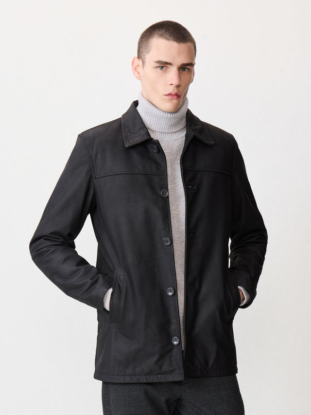Veste en cuir marron
