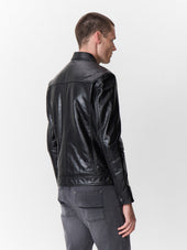 Blouson En Cuir Noir Capuche Amovible